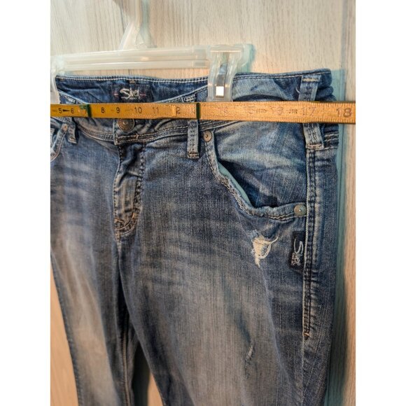 Silver Jeans Womens 30x27 Sam Boyfriend Distressed Stretch Blue Denim - Picture 8 of 10